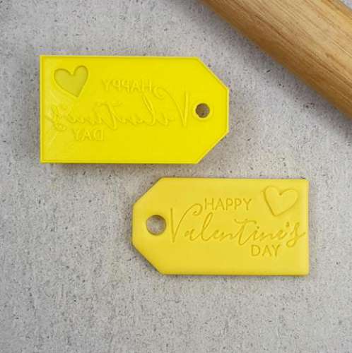 Cookie Stamp Embosser & Cutter - Happy Valentines Day Gift Tag
